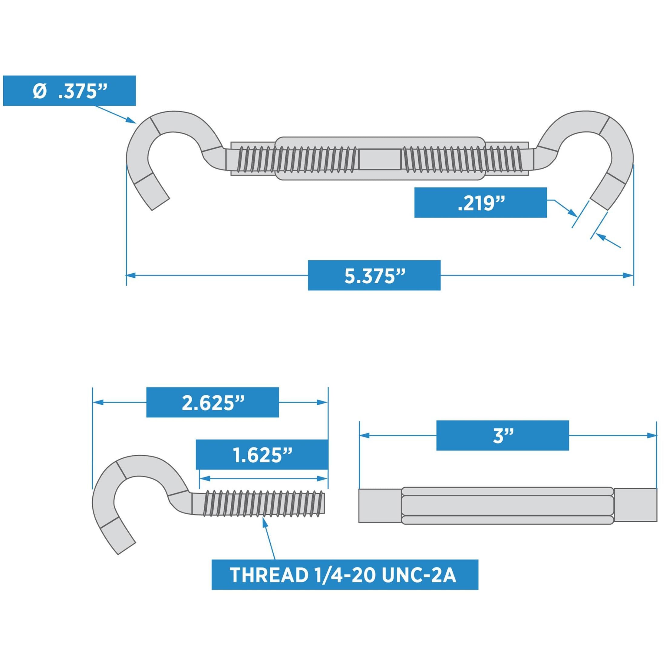 National Hardware - N246-678 2174BC, 1/4" x 7-1/2" Hook/Hook Turnbuckle in Zinc Plated