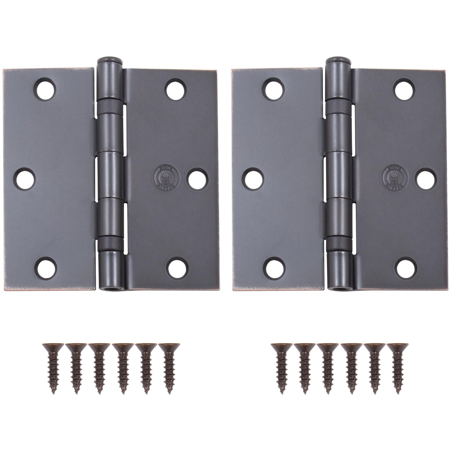 Stone Harbor Hardware 3-1/2" Ball-Bearing Door Hinges, Square Corner, Vintage Bronze, 2-Pack