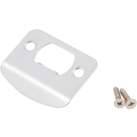 Stone Harbor Hardware Full Lip 1/4" Round Corner Strike Plate, 2-1/4 Inches, 1-5/8" Center-to-Center, Satin Chrome