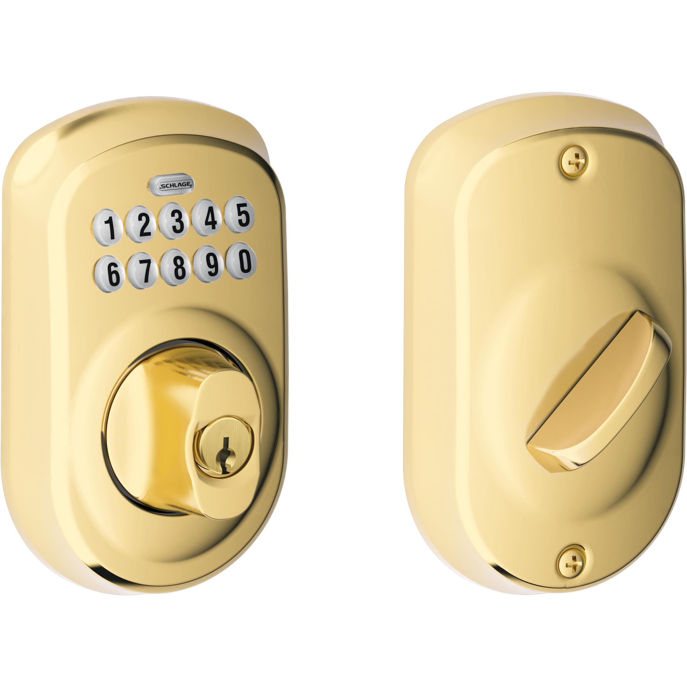 BE365VPLY505 12-321 10-116 Plymouth Keypad Deadbolt - Polished Brass