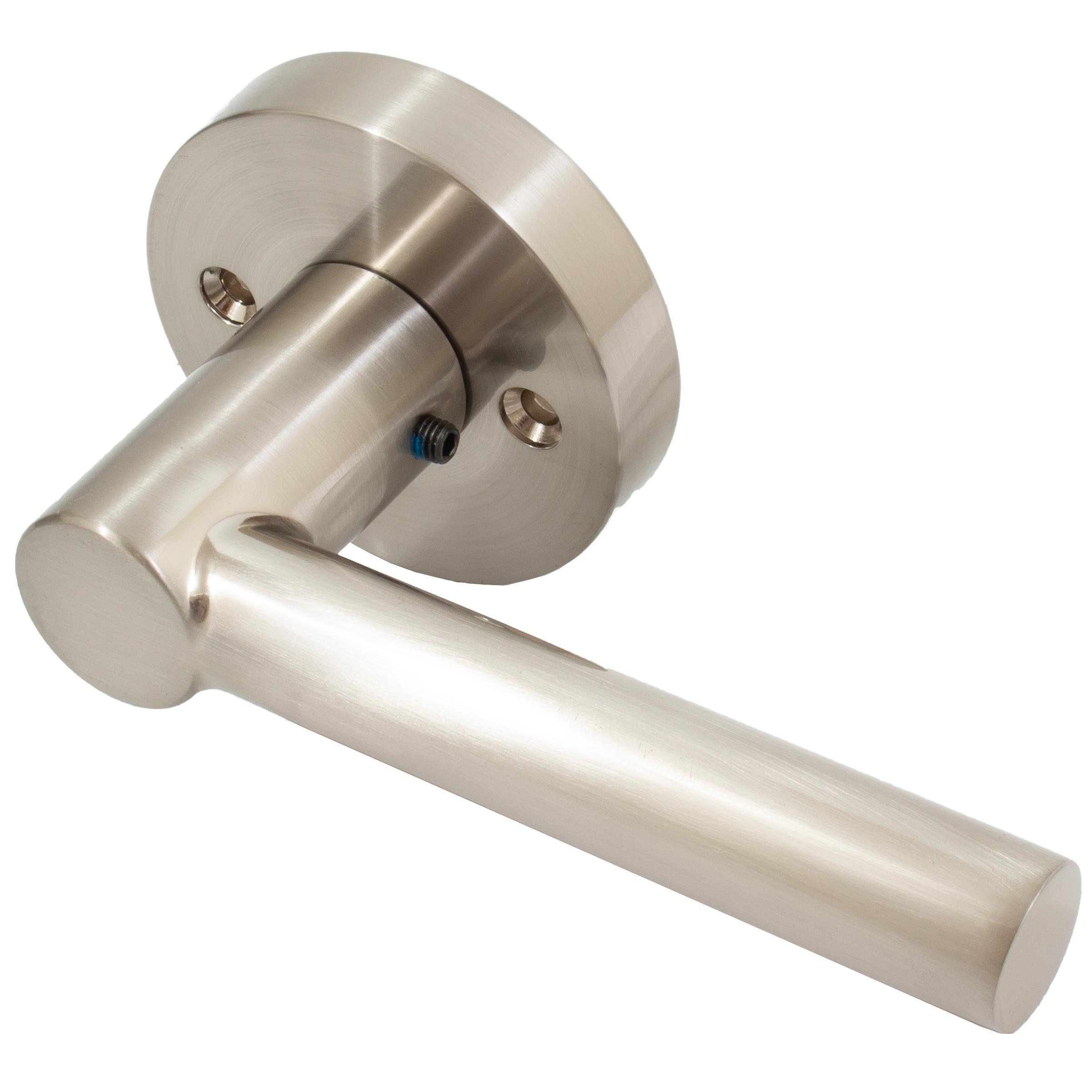 Stone Harbor Hardware Zurich Door Lever with Round Rosette, Dummy (Non-Turning) Latch, Satin Nickel