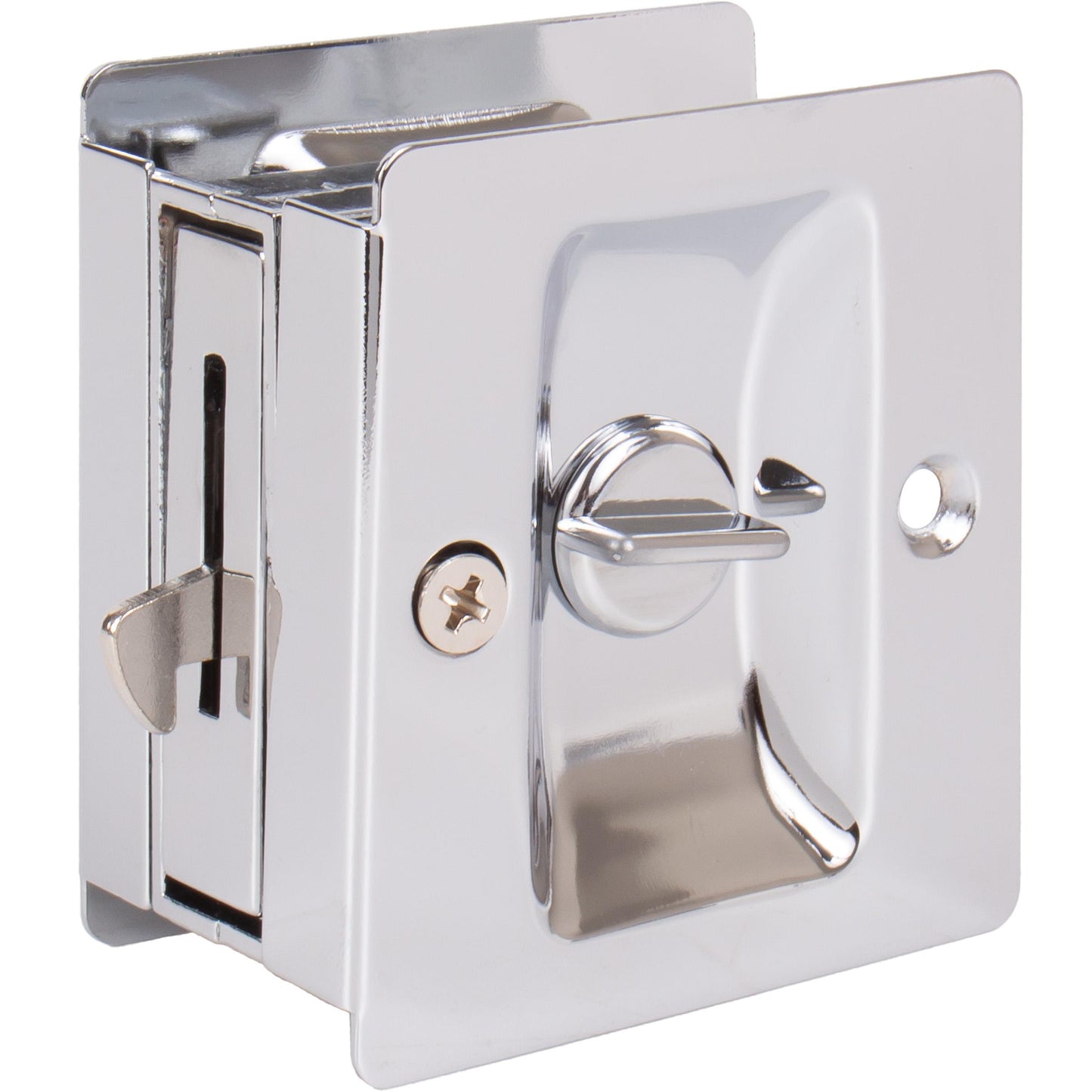 Stone Harbor Hardware Premium Square Pocket Door Lock, Privacy Function, Polished Chrome