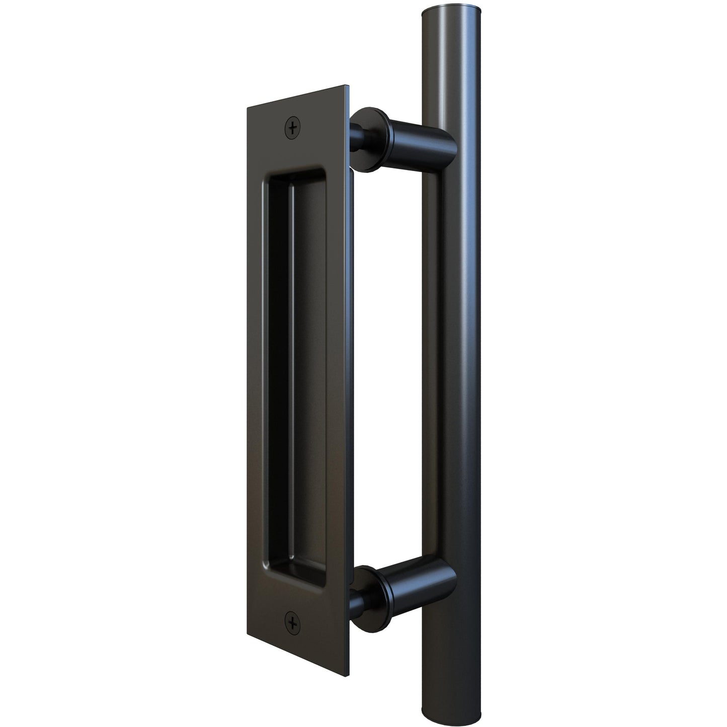 Stone Harbor Hardware Sliding Door Combo Pull Set, 8" Flush Pull, 12" Bar Pull, Matte Black
