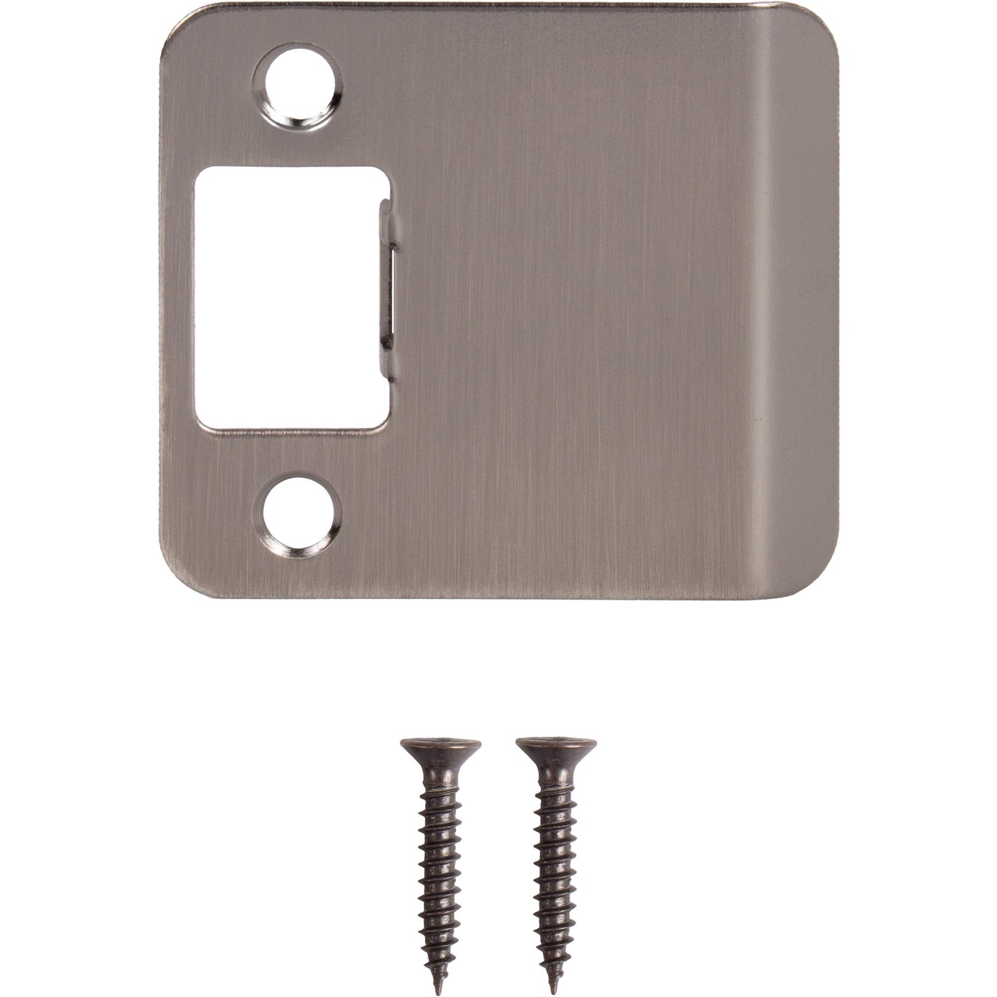 Stone Harbor Hardware Round Corner Extended Lip Strike Plate, 2-1/4" x 2", (2-1/2" Overall Length), Antique Nickel