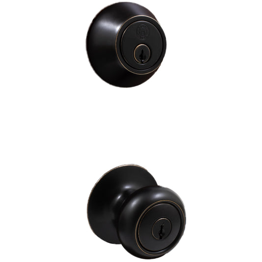 Stone Harbor Hardware Highland Door Knob Combo (With Deadbolt), SC Keyway, Vintage Bronze