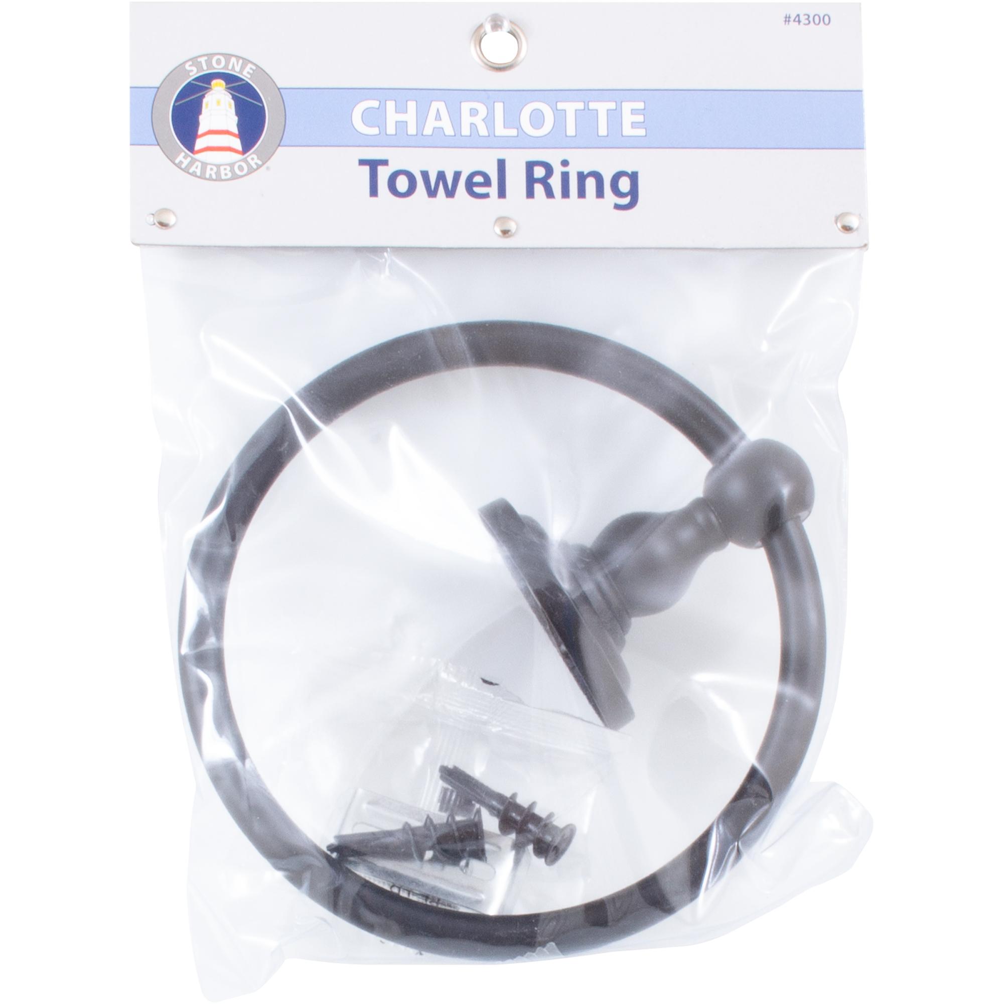Stone Harbor Hardware Charlotte Towel Ring, Matte Black