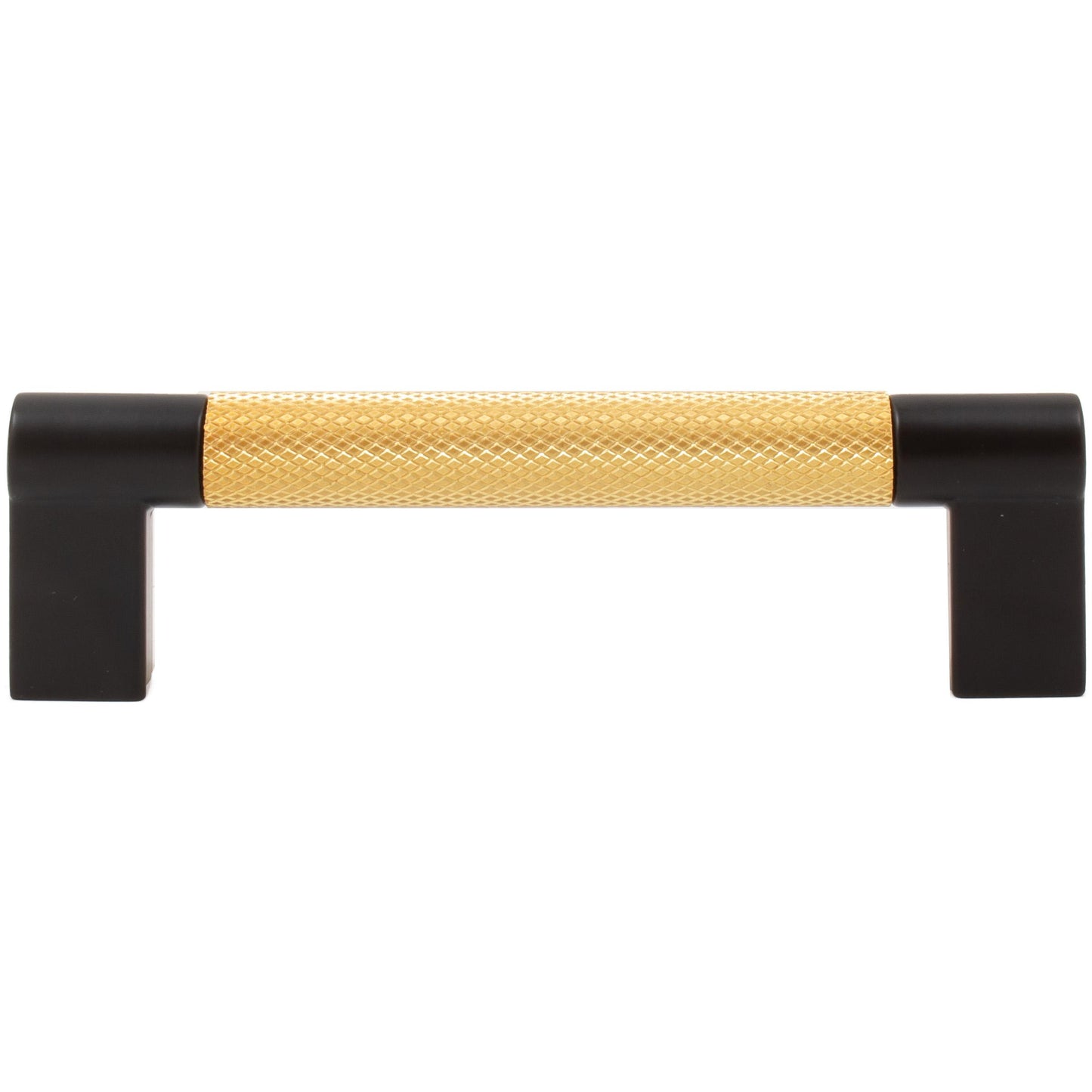 Stone Harbor Hardware Urban Cabinet Pull, 96 Millimeters, Satin Brass with Matte Black Ends
