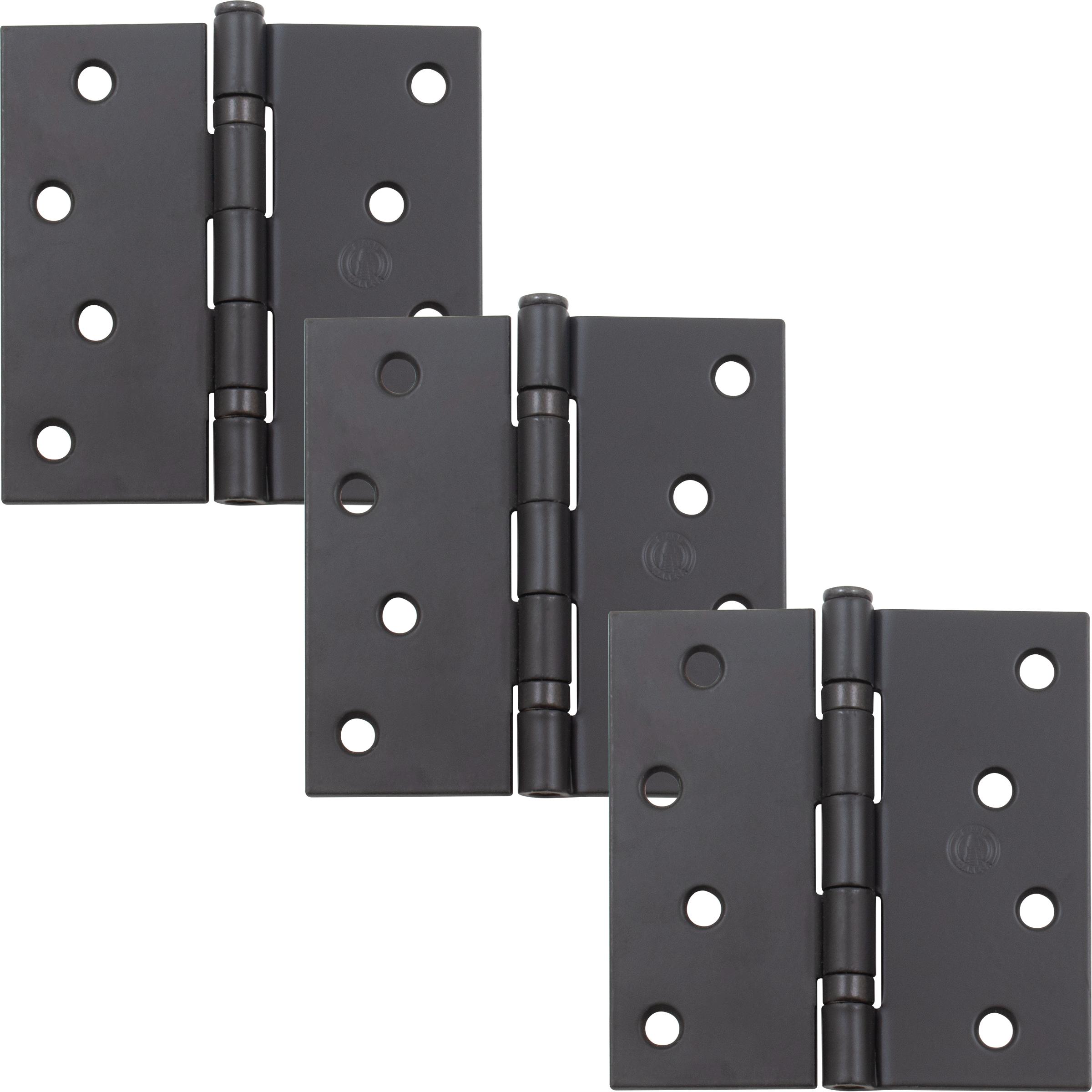 Stone Harbor Hardware 4" Ball-Bearing Door Hinges, Square Corner, Oil-Rubbed Bronze, 3-Pack
