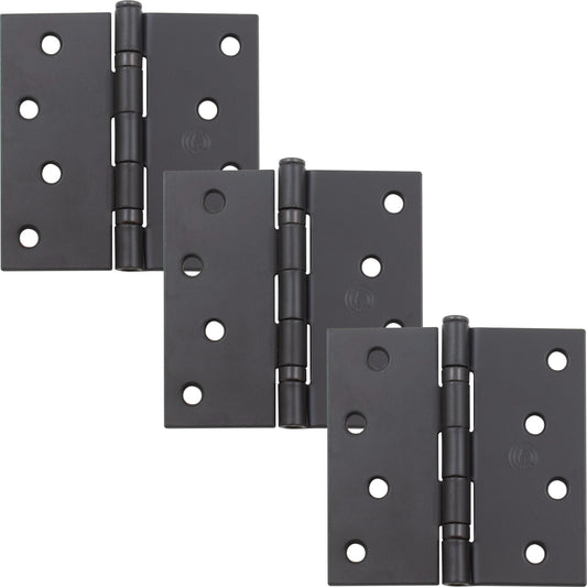Stone Harbor Hardware 4" Ball-Bearing Door Hinges, Square Corner, Oil-Rubbed Bronze, 3-Pack
