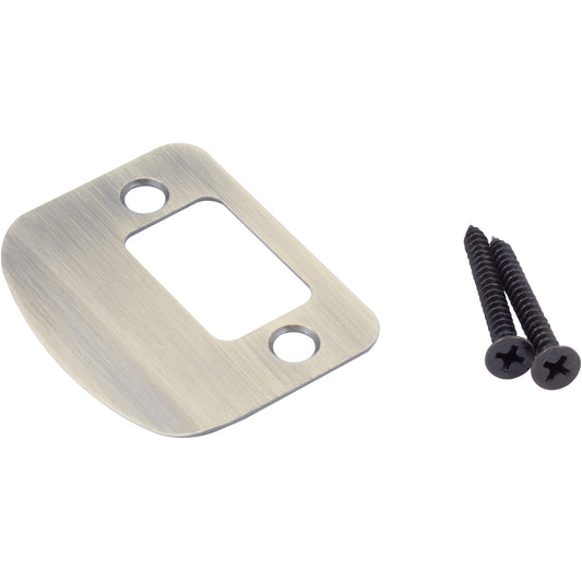 Stone Harbor Hardware Full Lip Round Corner Deadbolt Strike Plate, 2-1/4 Inches, 1-5/8" Center-to-Center, Antique Brass