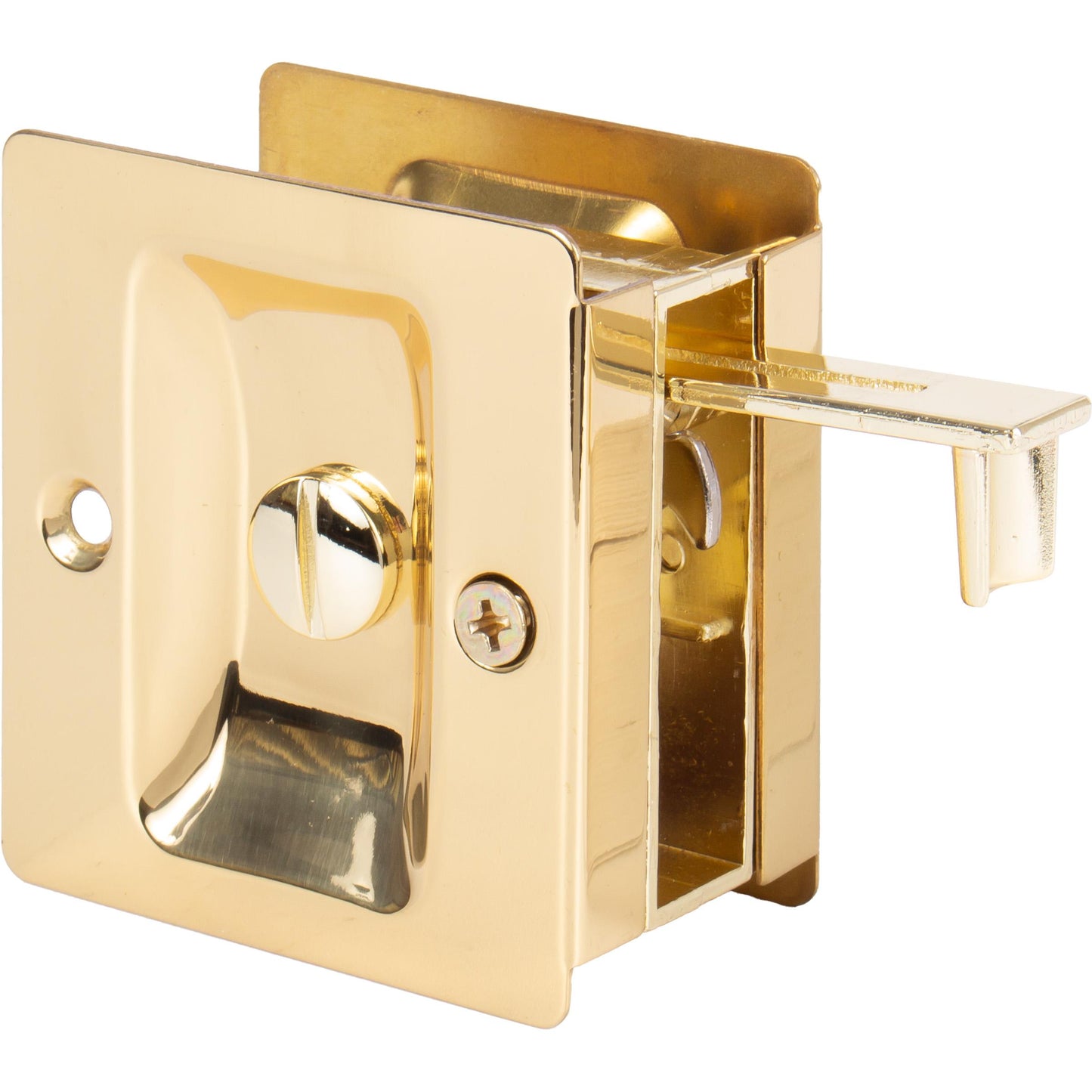 Stone Harbor Hardware Premium Square Pocket Door Lock, Privacy Function, Polished Brass