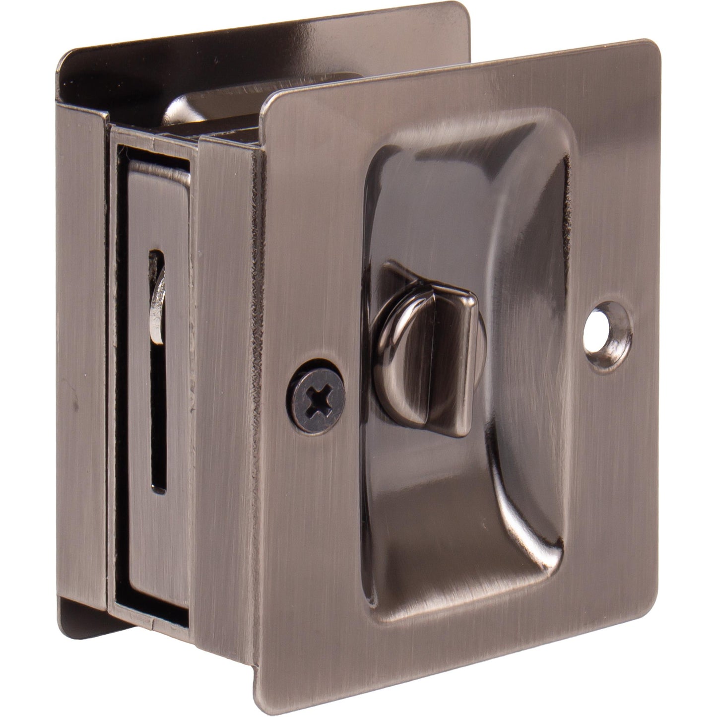 Stone Harbor Hardware Premium Square Pocket Door Lock, Privacy Function, Antique Nickel