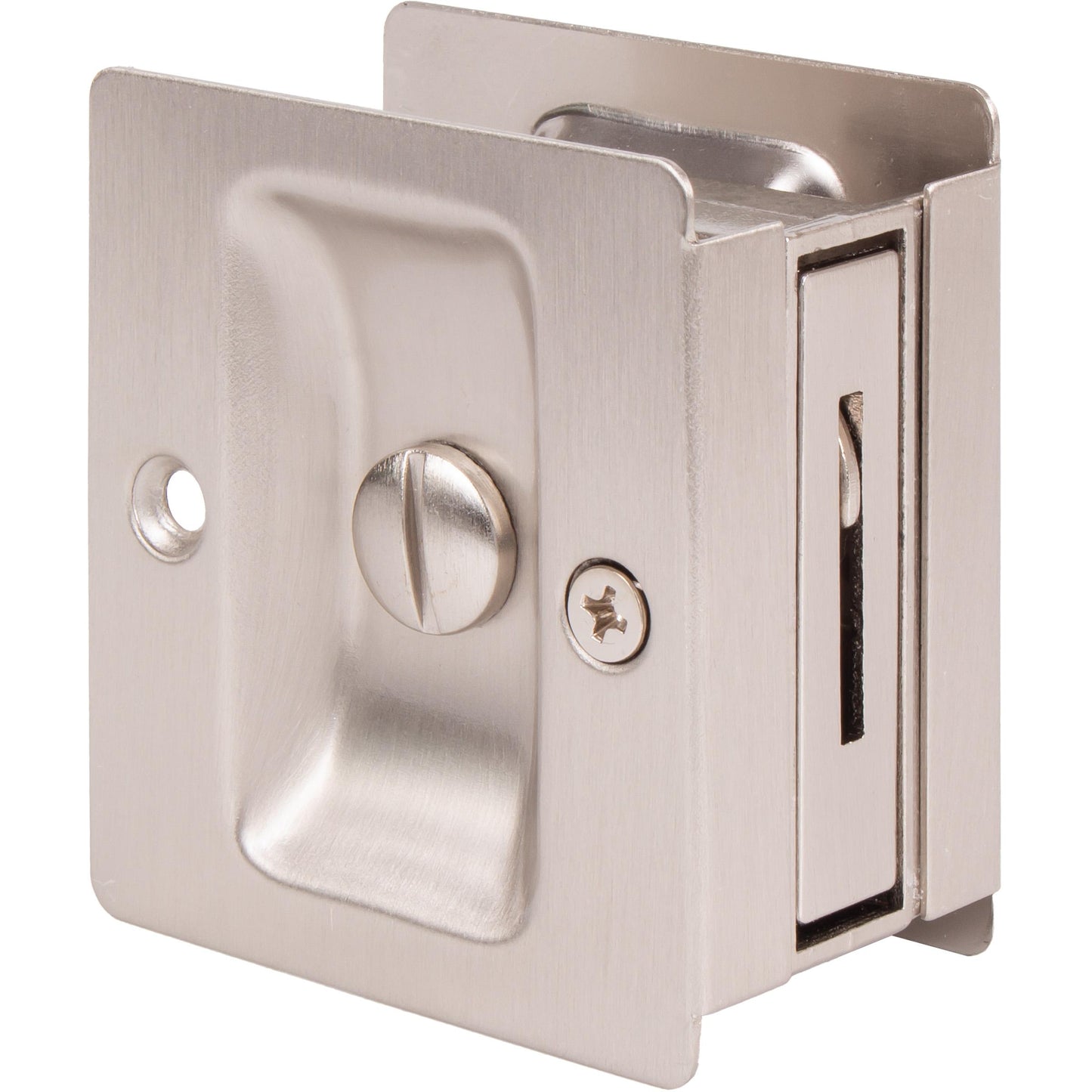 Stone Harbor Hardware Premium Square Pocket Door Lock, Privacy Function, Satin Nickel