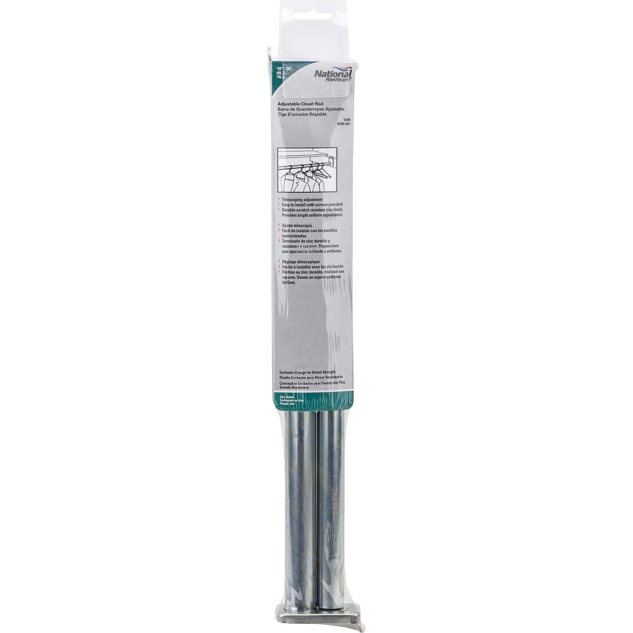 National Hardware - N189-621 V209 18" - 30" Adjustable Closet Rod - Bright Zinc