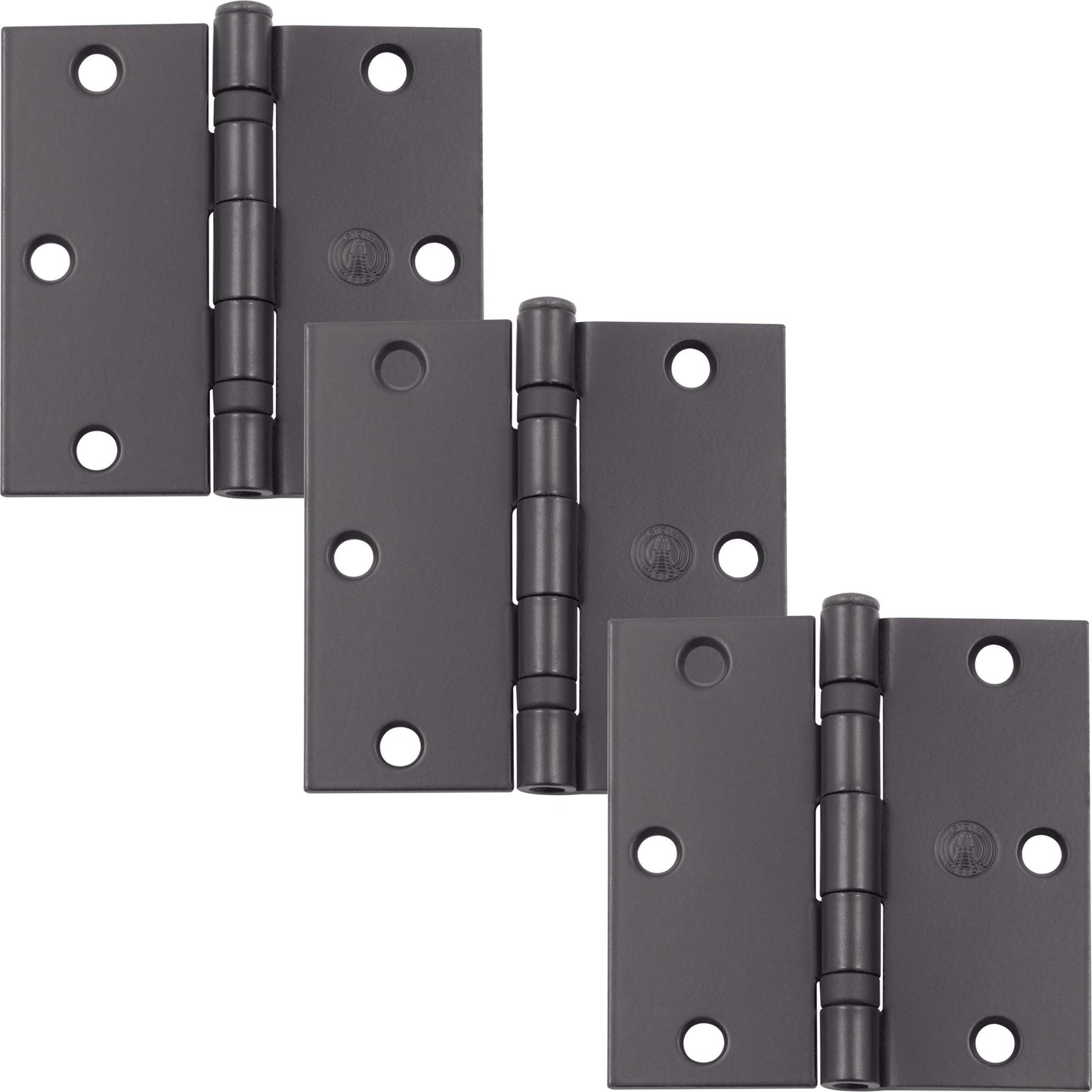 Stone Harbor Hardware 3-1/2" Ball-Bearing Door Hinges, Square Corner, Oil-Rubbed Bronze, 3-Pack
