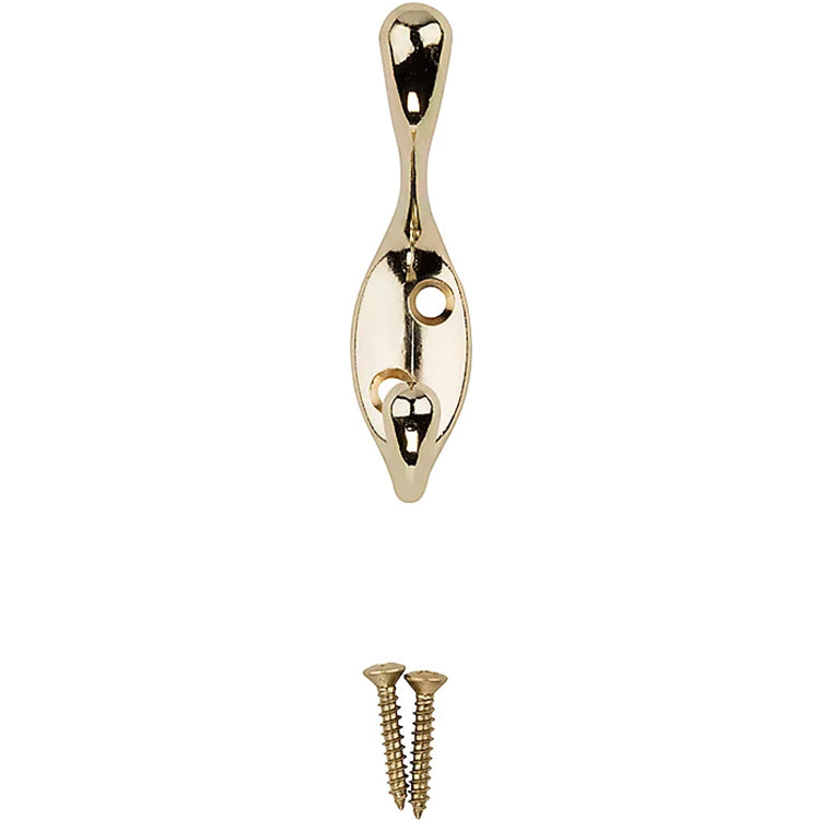 V166 Heavy Duty Coat / Hat Hook - Polished Brass