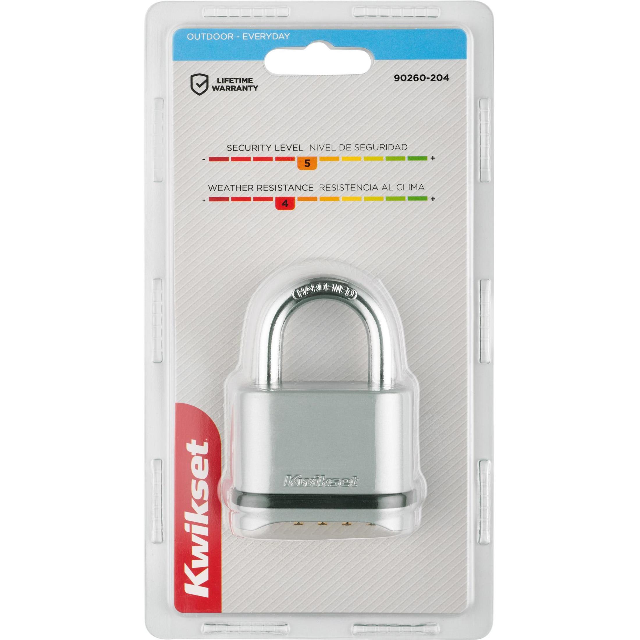 Kwikset 2" Zinc Combination Padlock with 1" Shackle, Chrome