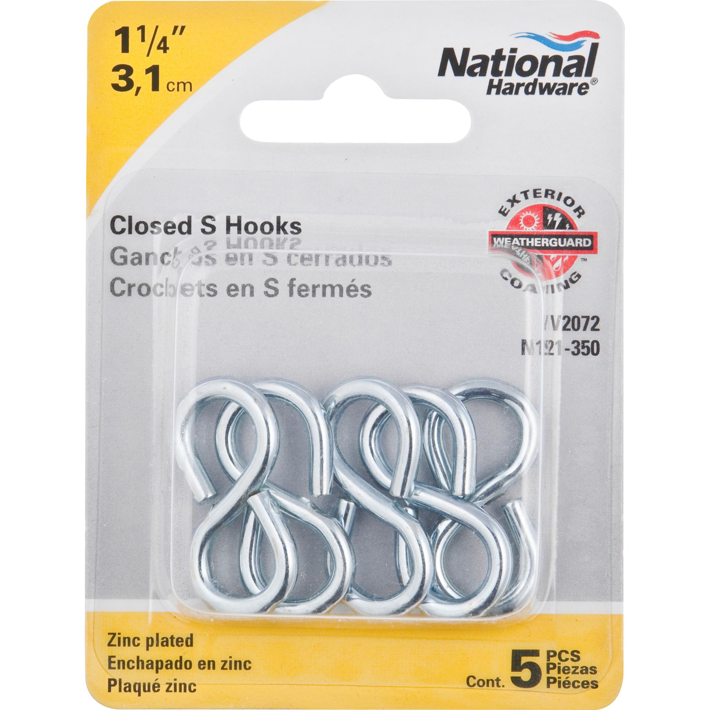 V2072 #811, 1-1/4" Closed S Hooks - Zinc Plated