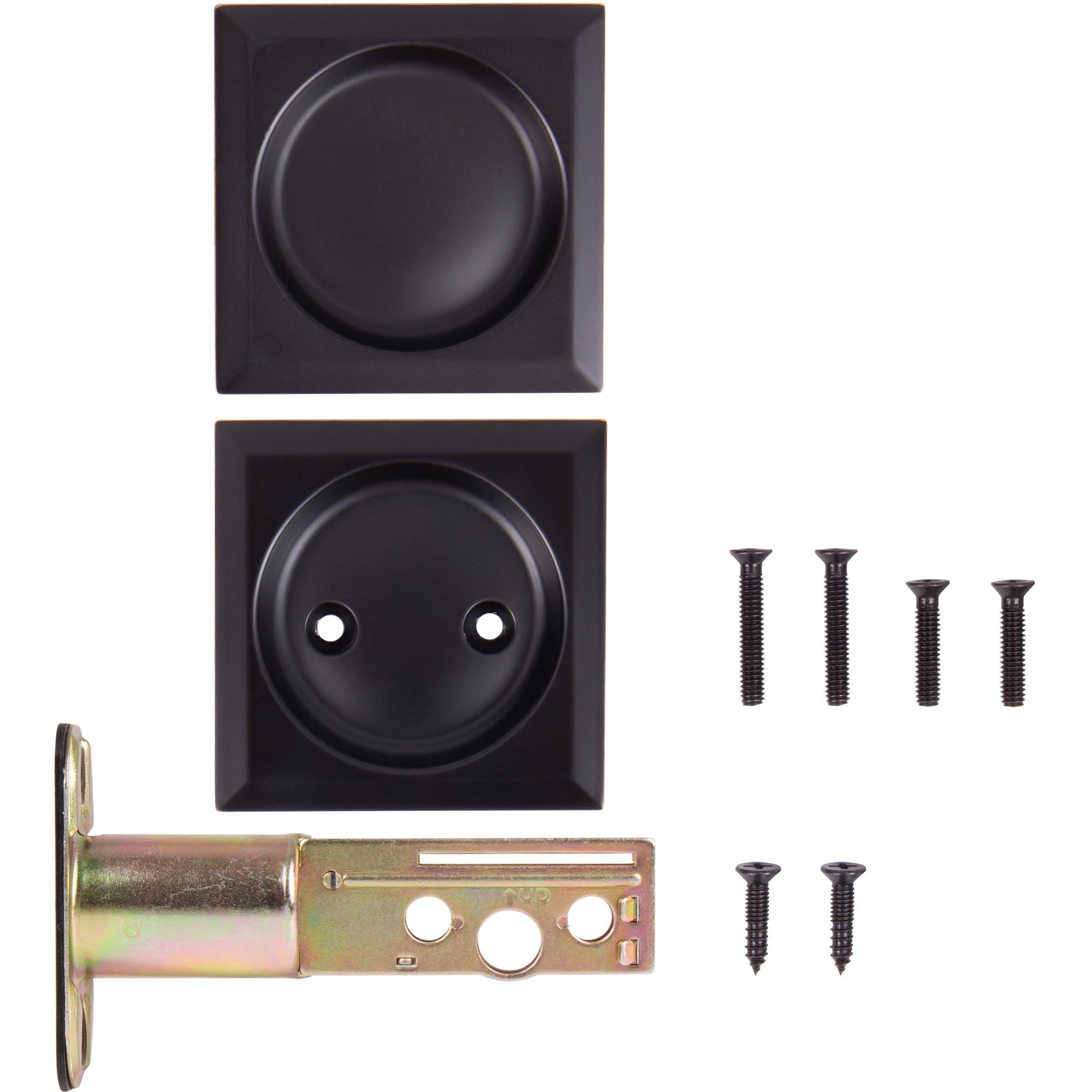 Stone Harbor Hardware Contemporary Square Pocket Door Lock, Passage Function, 2-3/4" Backset, Vintage Bronze