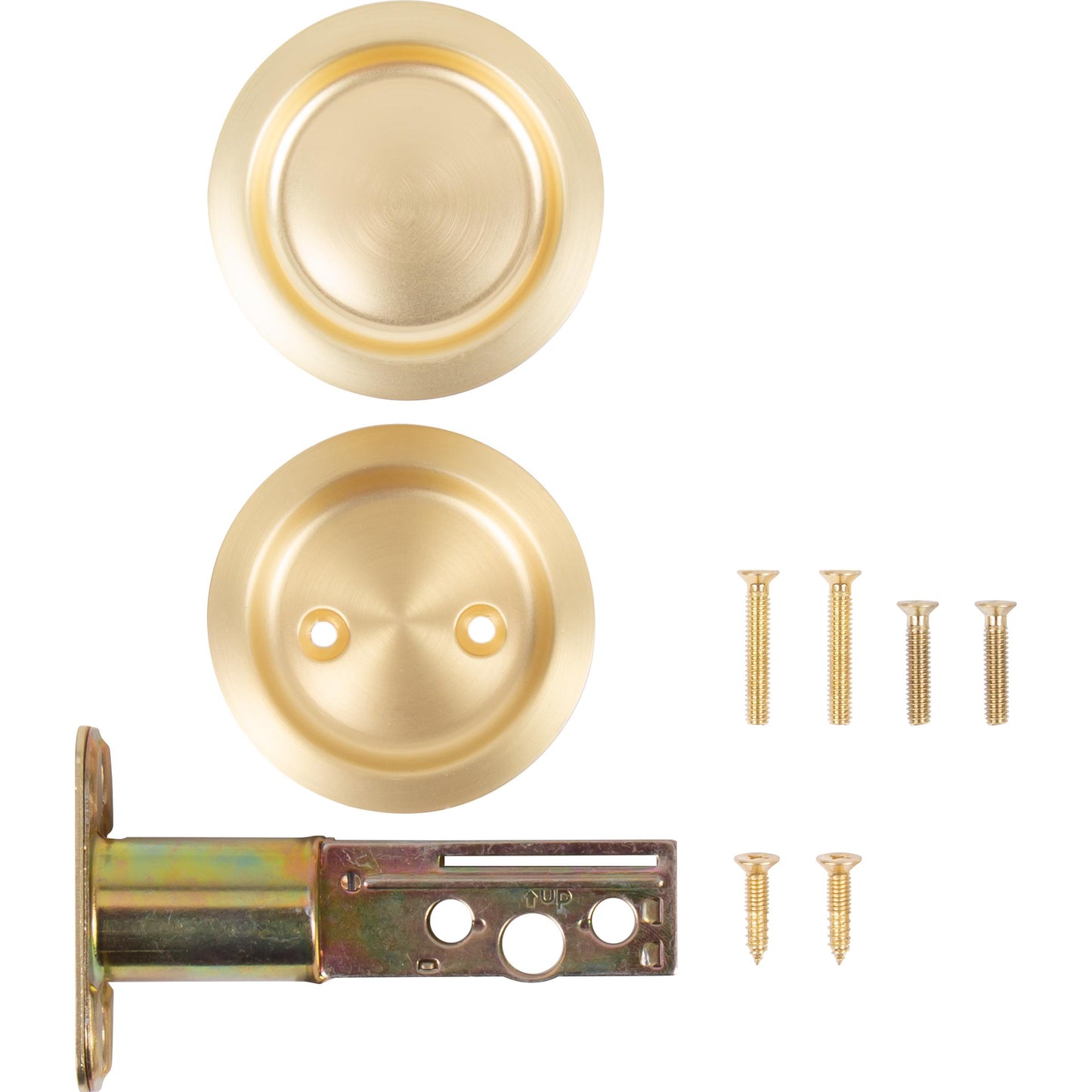 Stone Harbor Hardware Round Pocket Door Lock, Passage Function, 2-3/4" Backset, Satin Brass