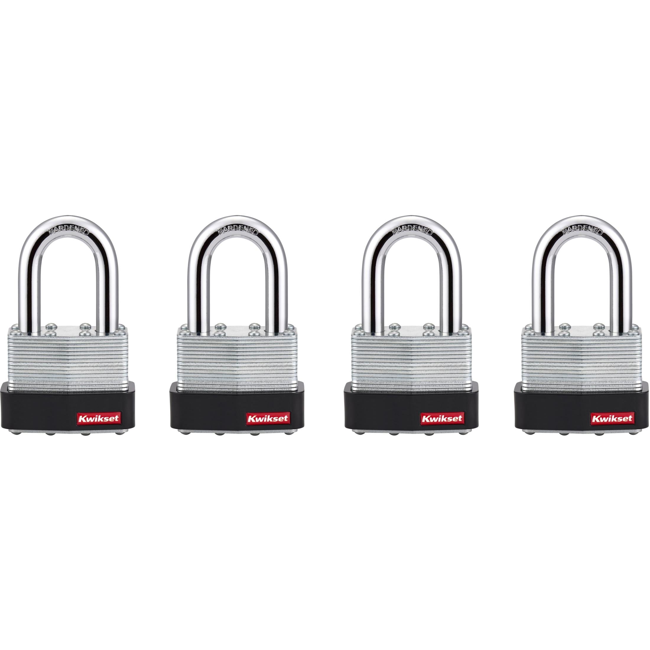 Kwikset 2" Laminated Padlock KA with 1-1/2" Shackle, 4-Pack