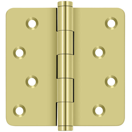 4.0" x 1/4R Solid Brass Hinge 2/pk - Polished Brass