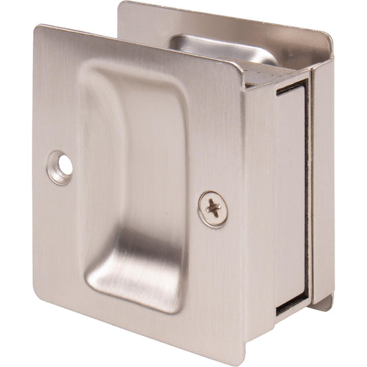 Stone Harbor Hardware Premium Square Pocket Door Lock, Passage Function, Satin Nickel