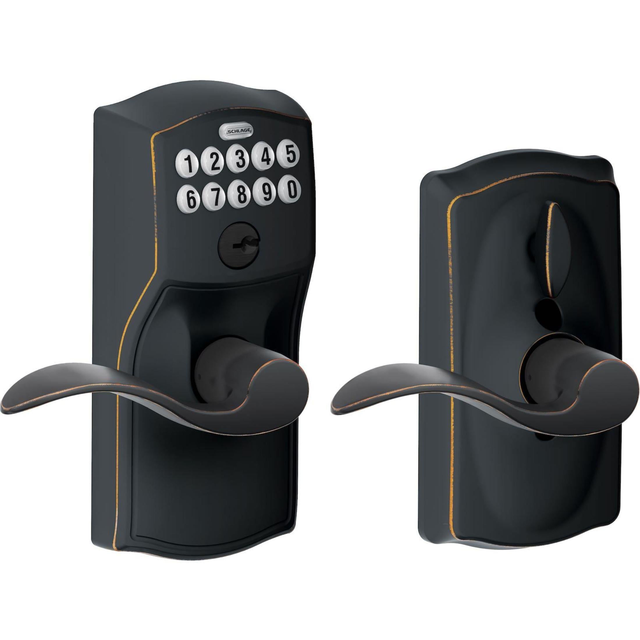FE595CAM716ACC 16-086 10-027 Accent / Camelot Keypad Lever - Aged Bronze