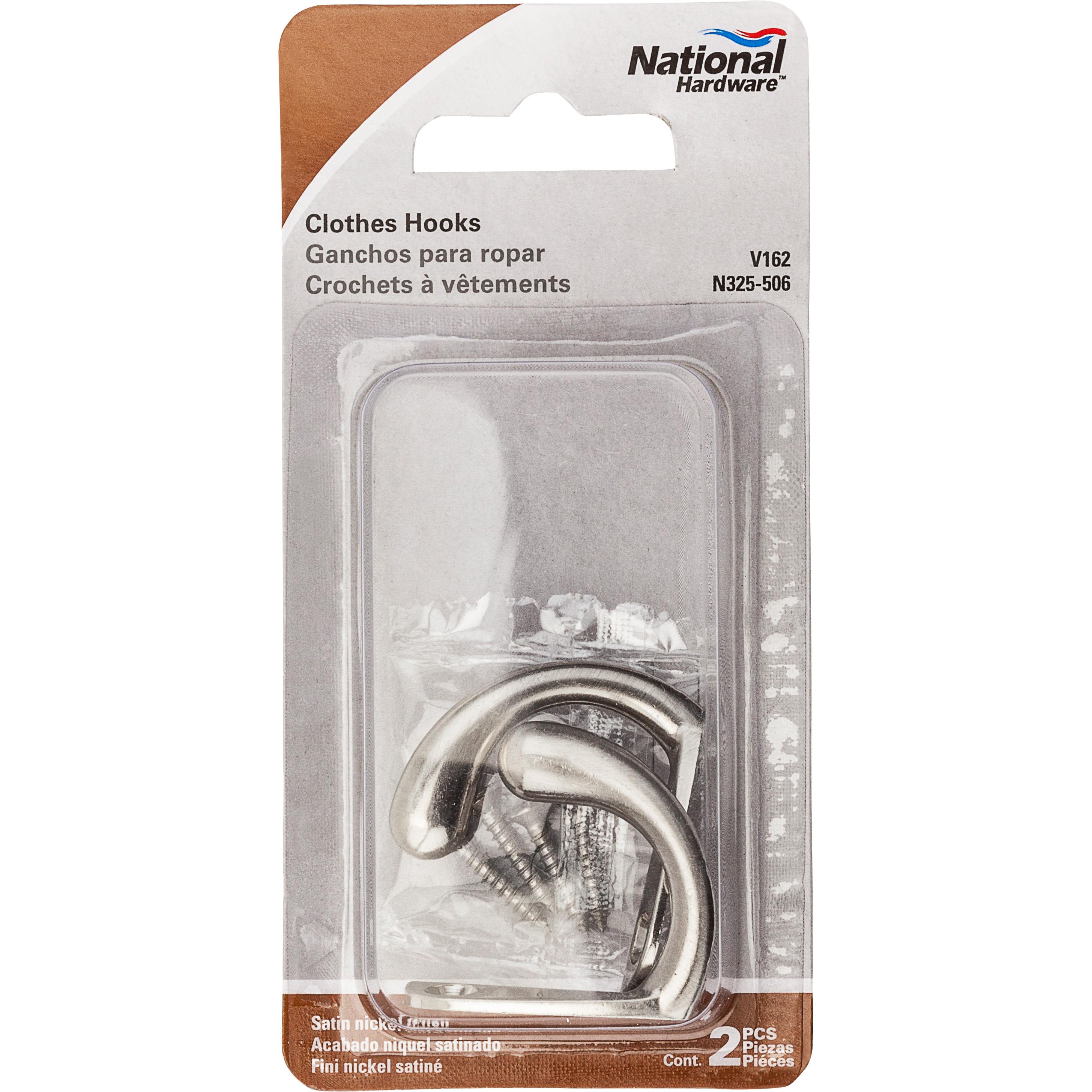 V162 Clothes Hook 2/pk - Satin Nickel
