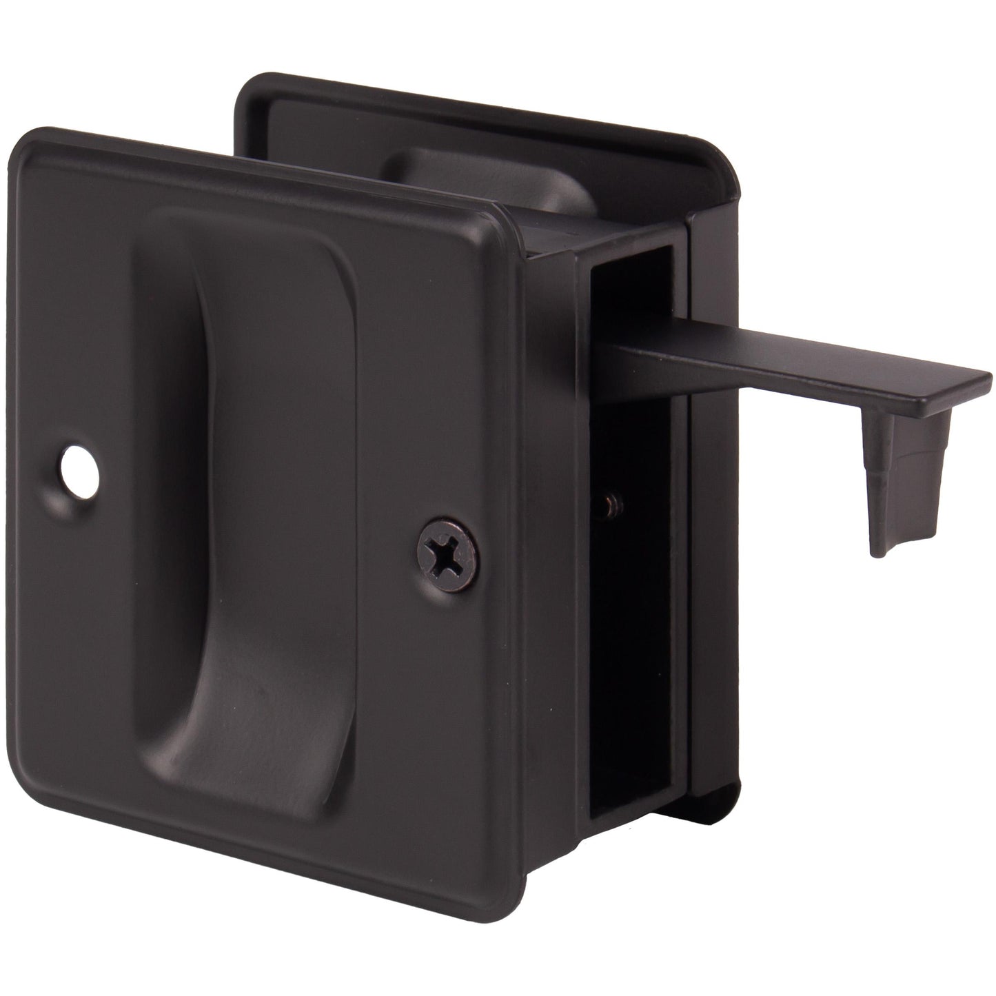 Stone Harbor Hardware Square Pocket Door Lock, Passage Function, Matte Black
