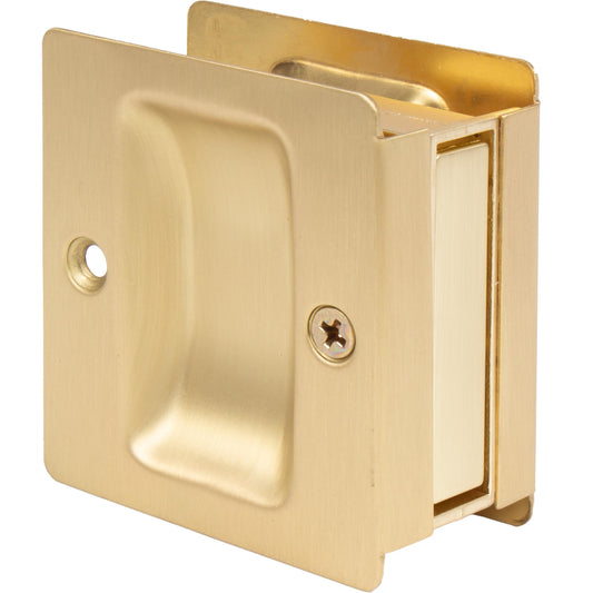 Stone Harbor Hardware Premium Square Pocket Door Lock, Passage Function, Satin Brass