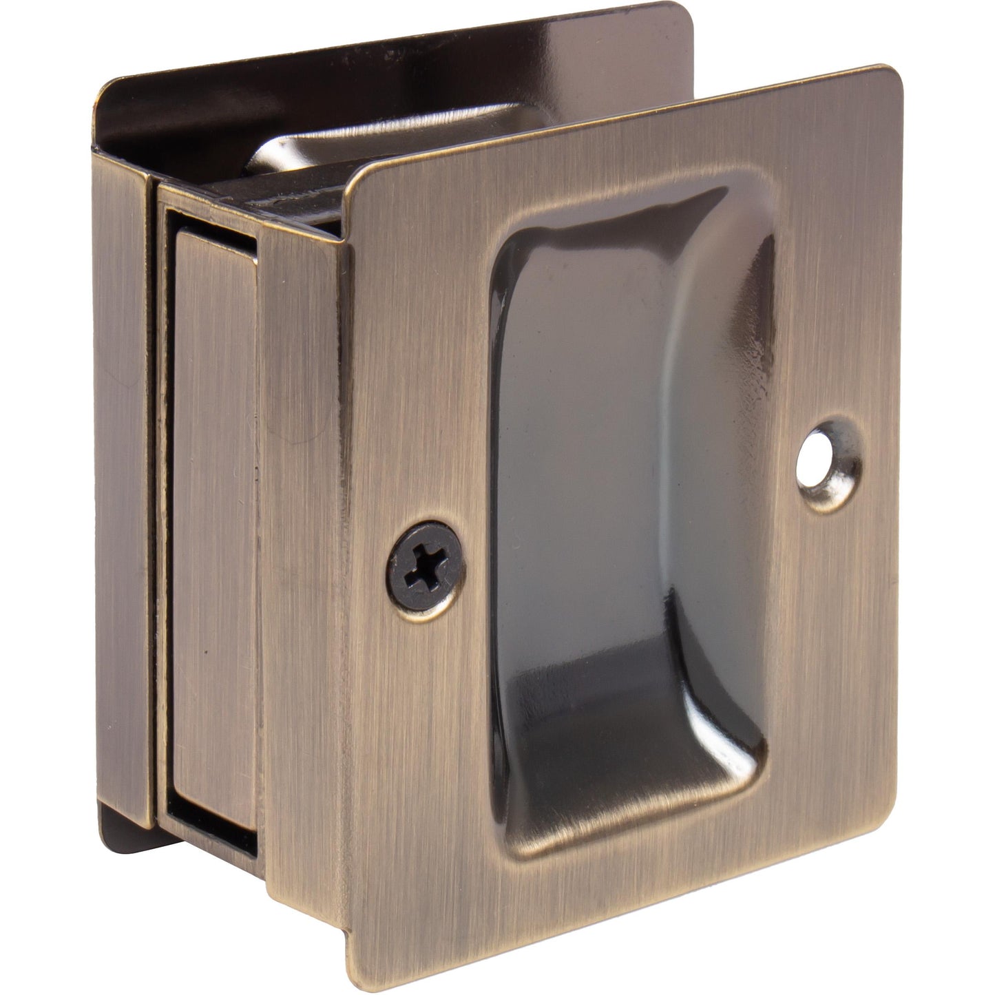 Stone Harbor Hardware Premium Square Pocket Door Lock, Passage Function, Antique Brass