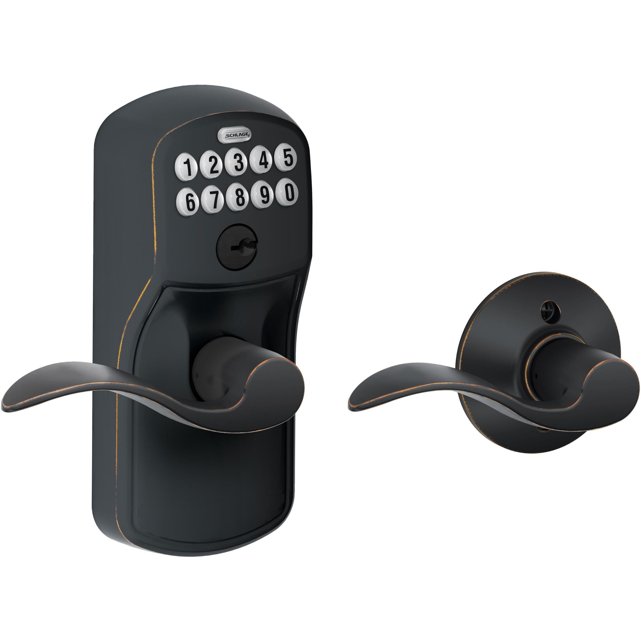 FE575PLY716ACC 16-086 10-027 Accent / Plymouth Keypad Lever with Auto-Lock - Aged Bronze