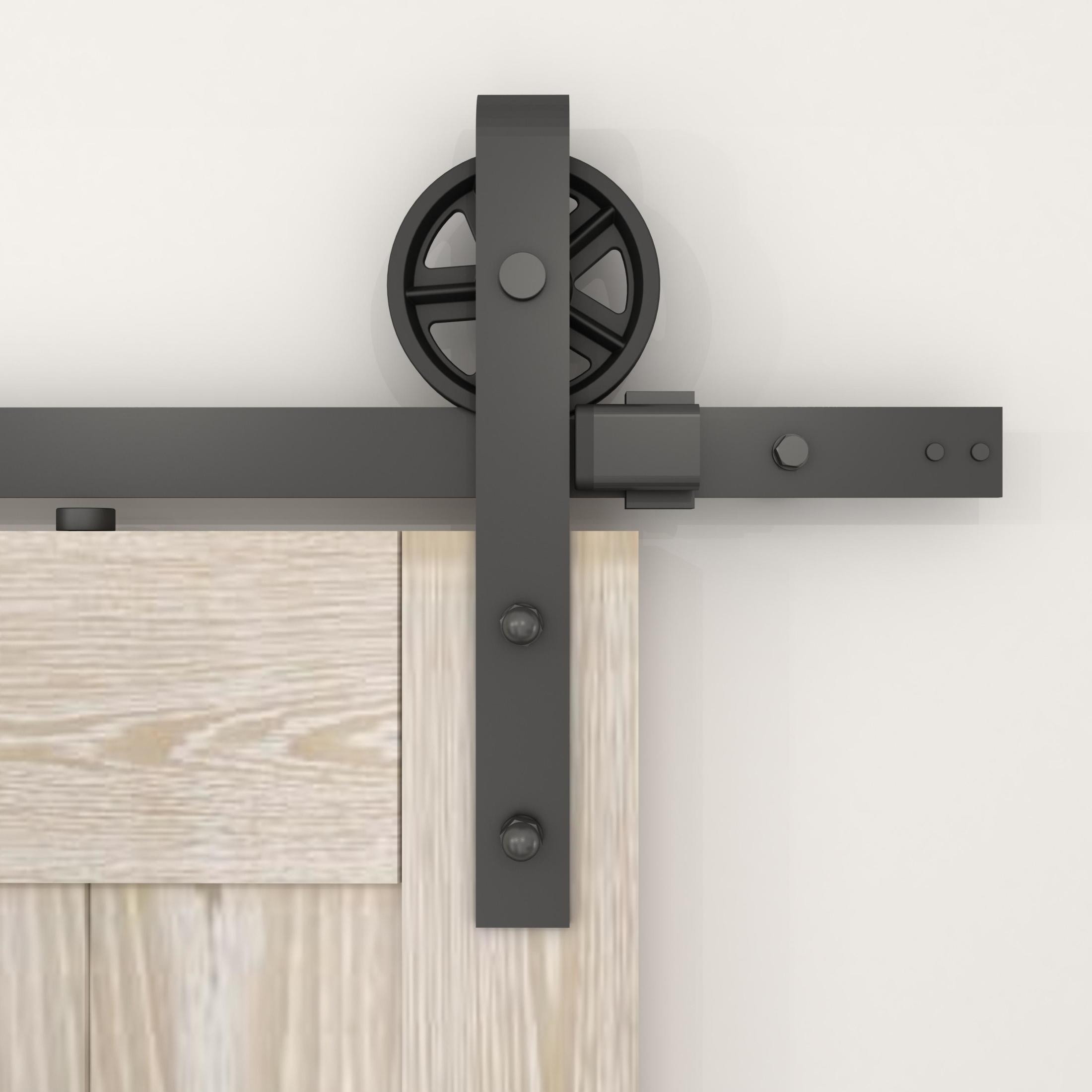 Wagon Wheel Strap Style Sliding Door Hardware Set, Fits Doors up to 36 Inches