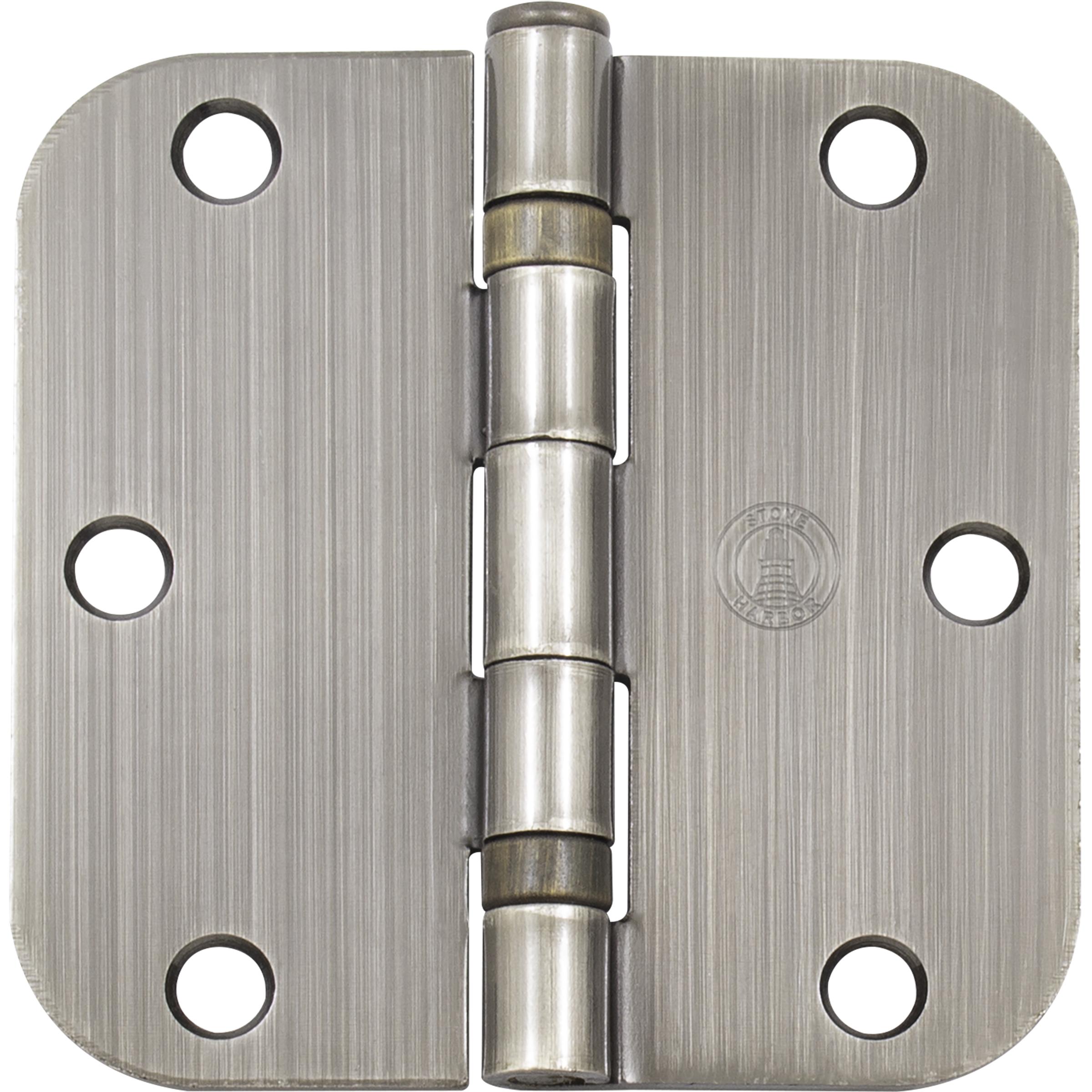 Stone Harbor Hardware 3-1/2" Ball-Bearing Door Hinges, 5/8" Radius Corner, Antique Brass, 3-Pack