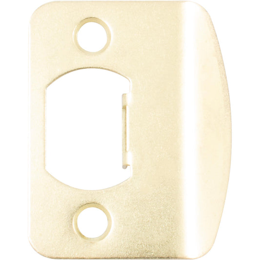 Stone Harbor Hardware Full Lip 1/4" Round Corner Strike Plate, 2-1/4 Inches, 1-5/8" Center-to-Center, Polished Brass