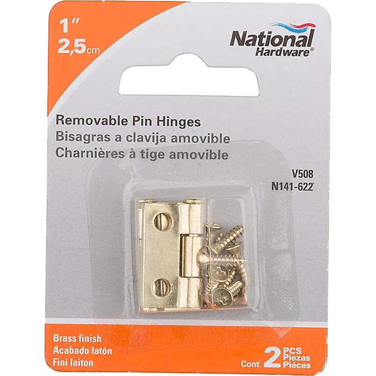 V508 1" Removable Pin Hinge 2/pk - Polished Brass