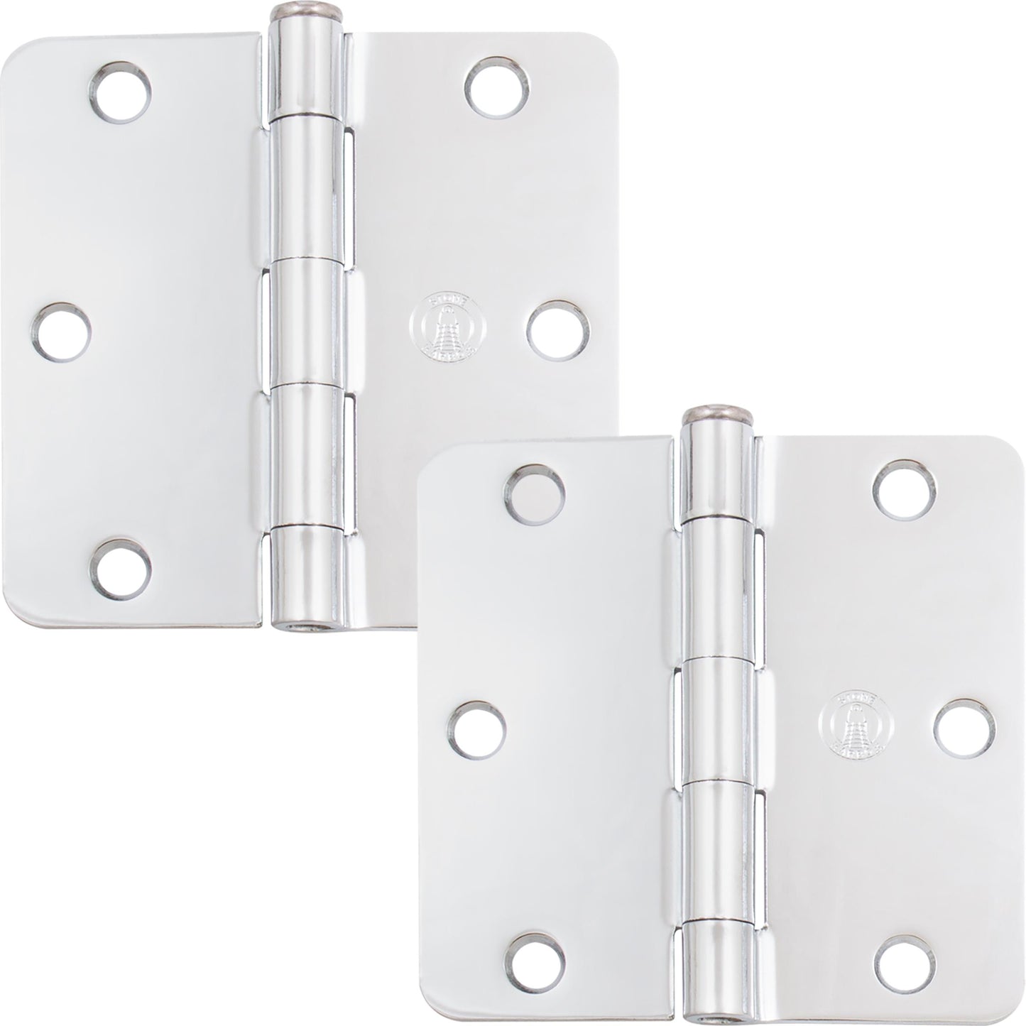 Stone Harbor Hardware 3-1/2" Door Hinges, 1/4" Radius Corner, Polished Chrome, 2-Pack