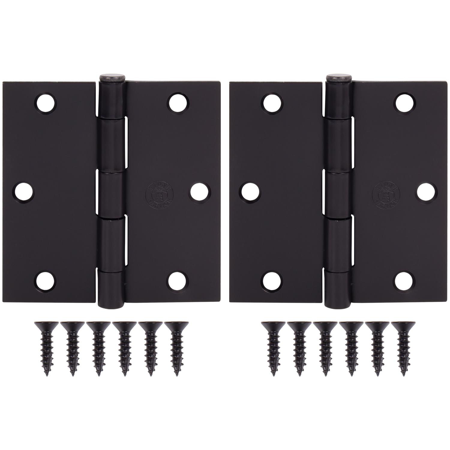 Stone Harbor Hardware 3-1/2" Door Hinges, Square Corner, Oil-Rubbed Bronze, 2-Pack