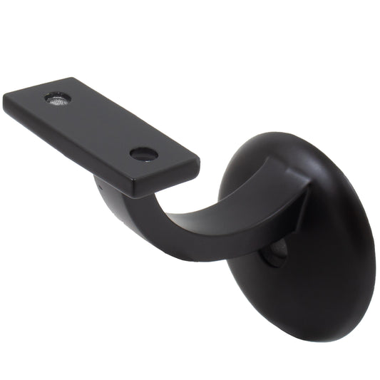 Stone Harbor Hardware Heavy-Duty Aluminum Handrail Bracket with 2-1/8" Round Base, Matte Black