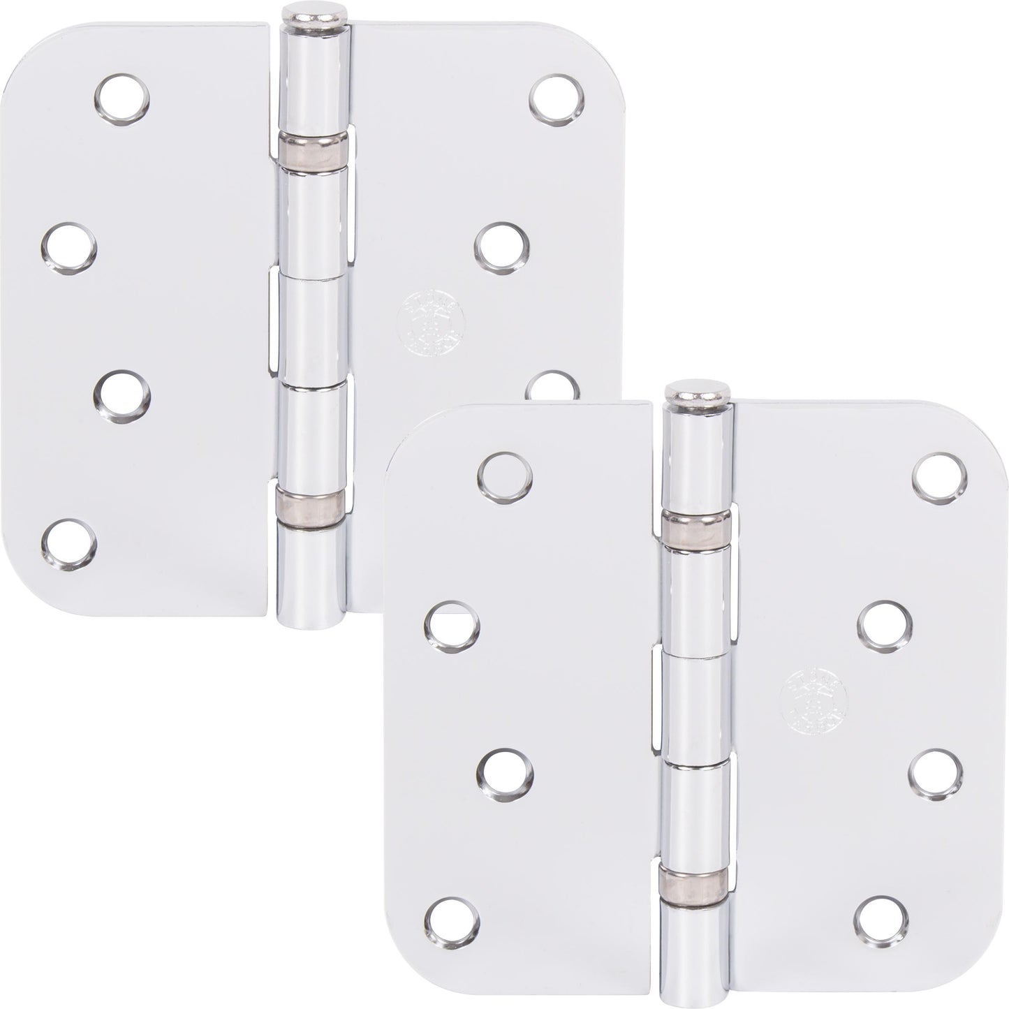 Stone Harbor Hardware 4" Ball-Bearing Door Hinges, 5/8" Radius Corner, Polished Chrome, 2-Pack