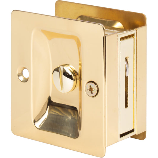 Stone Harbor Hardware Premium Square Pocket Door Lock, Privacy Function, Polished Brass