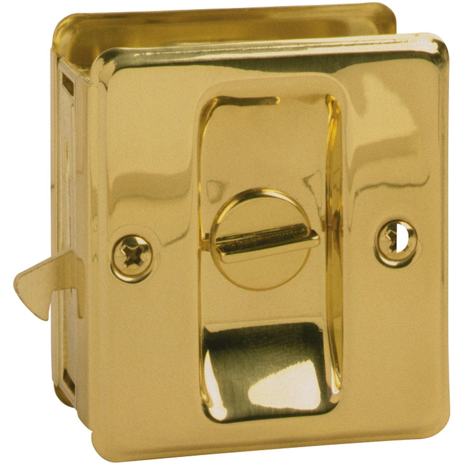 991A3 Pocket Door Lock Privacy - Polished Brass