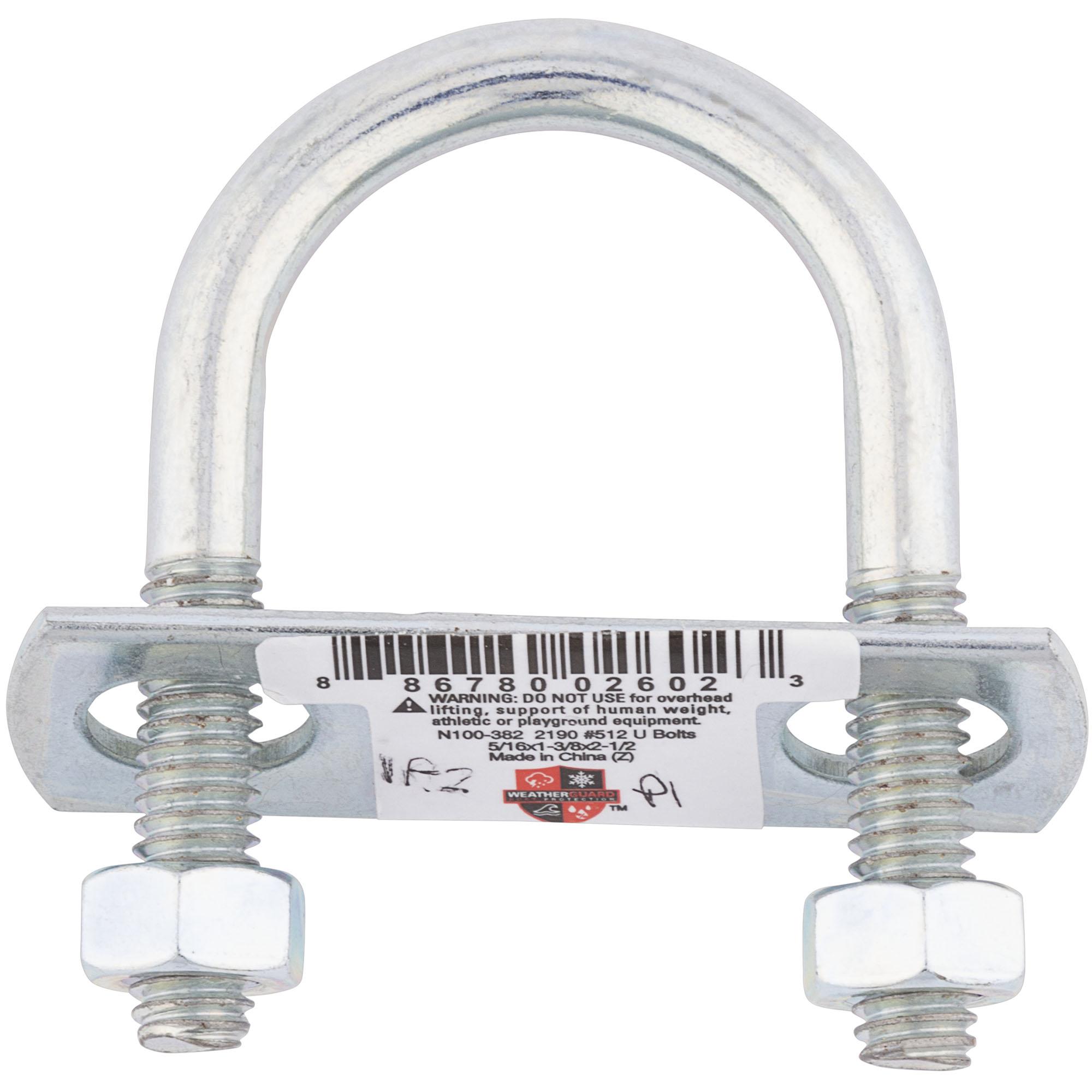 2190BC #512, 5/16" x 1-3/8" x 2-1/2" U-Bolt - Zinc Plated