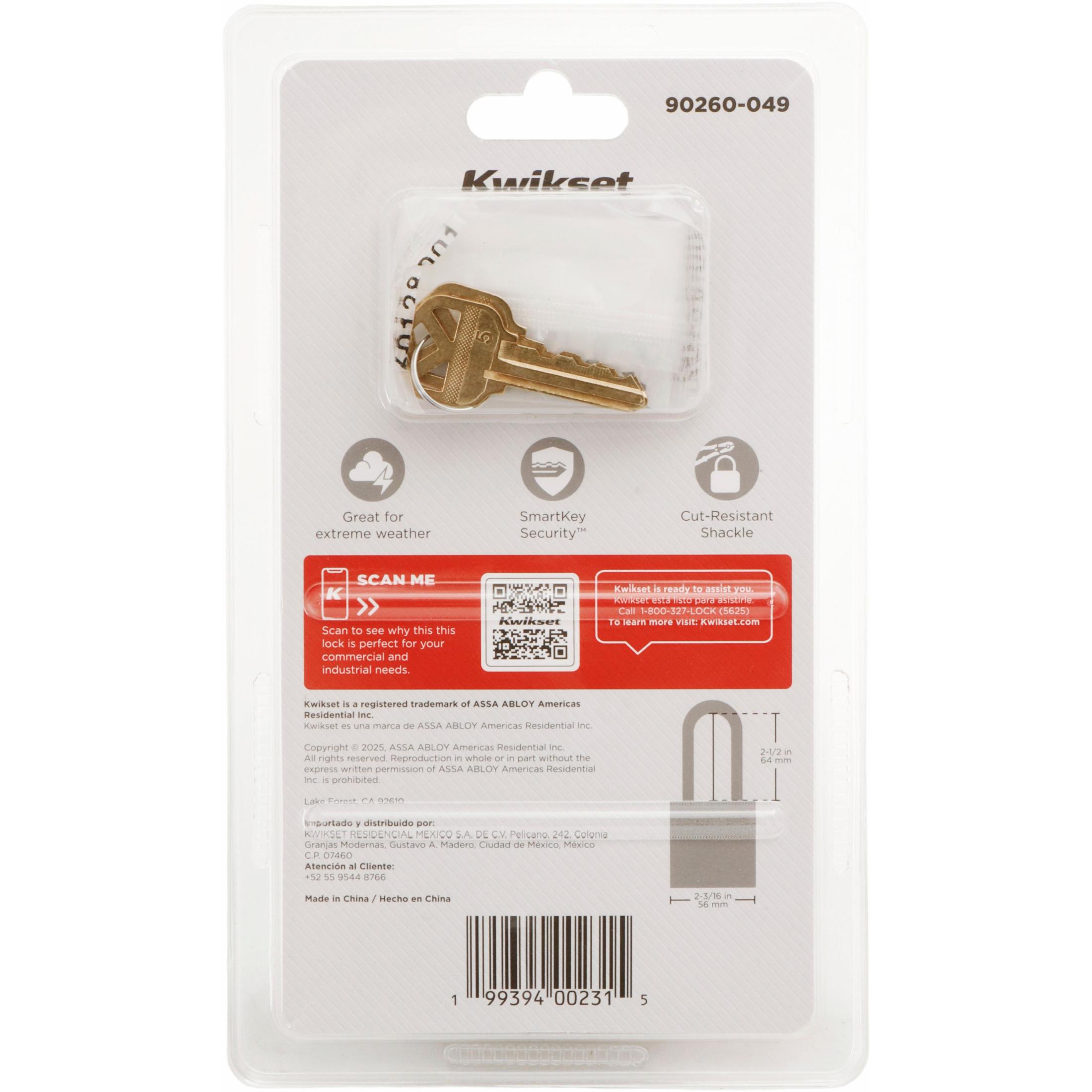 Kwikset 2" Padlock SMT with Cover and 2-1/2" Shackle