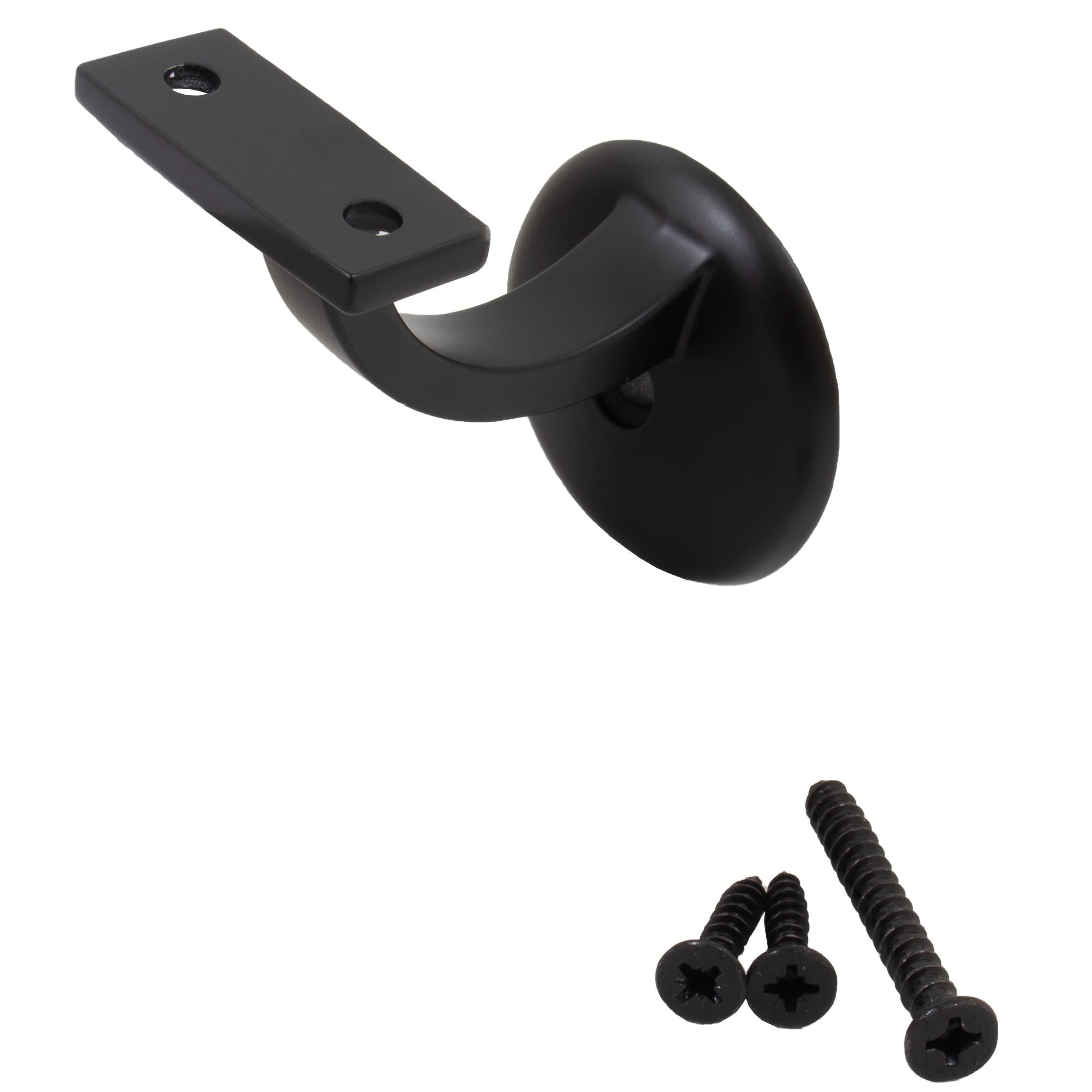 Stone Harbor Hardware Heavy-Duty Aluminum Handrail Bracket with 2-1/8" Round Base, Matte Black