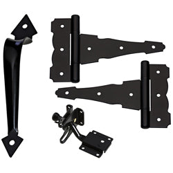 National Hardware - DPV878 Decorative Gate Kit 2 Hinges/1 Latch/1 Pull - Black