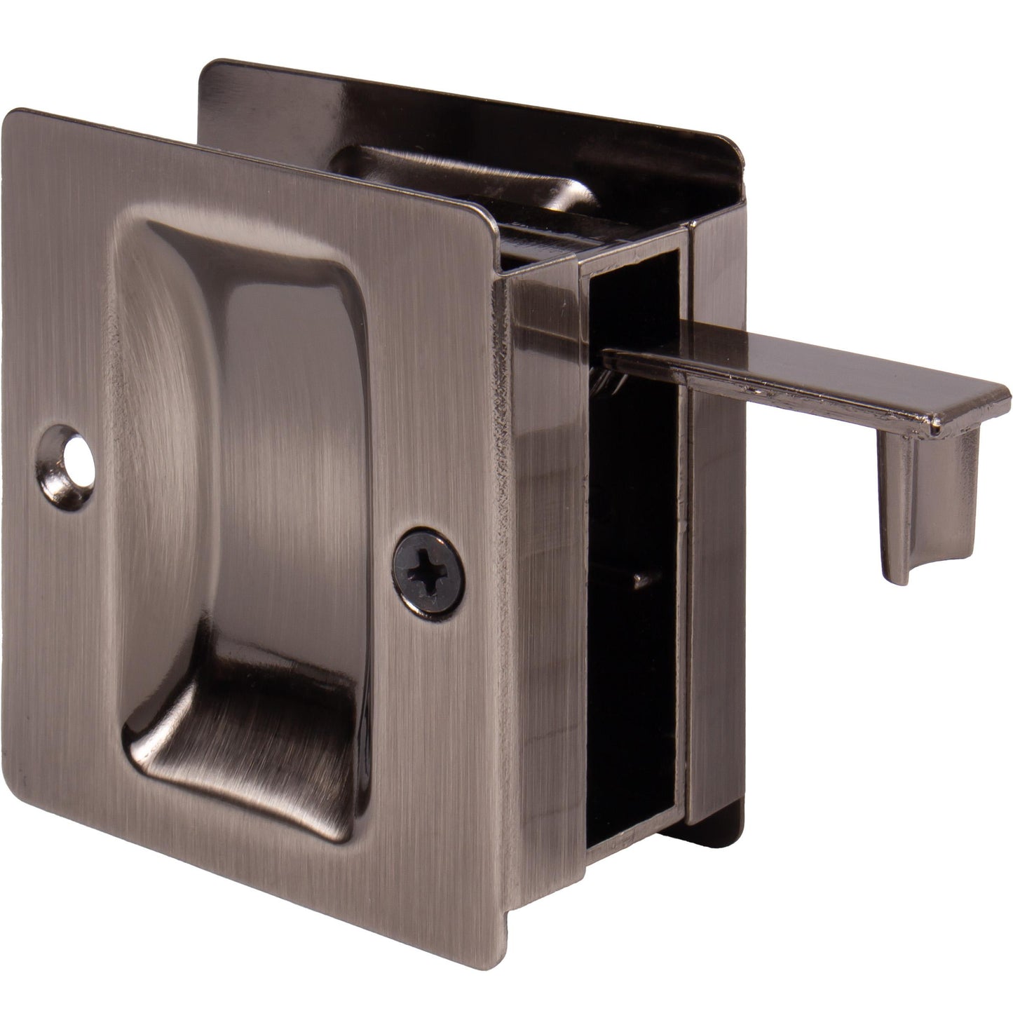 Stone Harbor Hardware Premium Square Pocket Door Lock, Passage Function, Antique Nickel