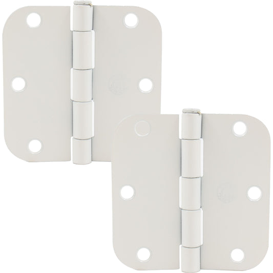Stone Harbor Hardware 3-1/2" Door Hinges, 5/8" Radius Corner, White, 2-Pack