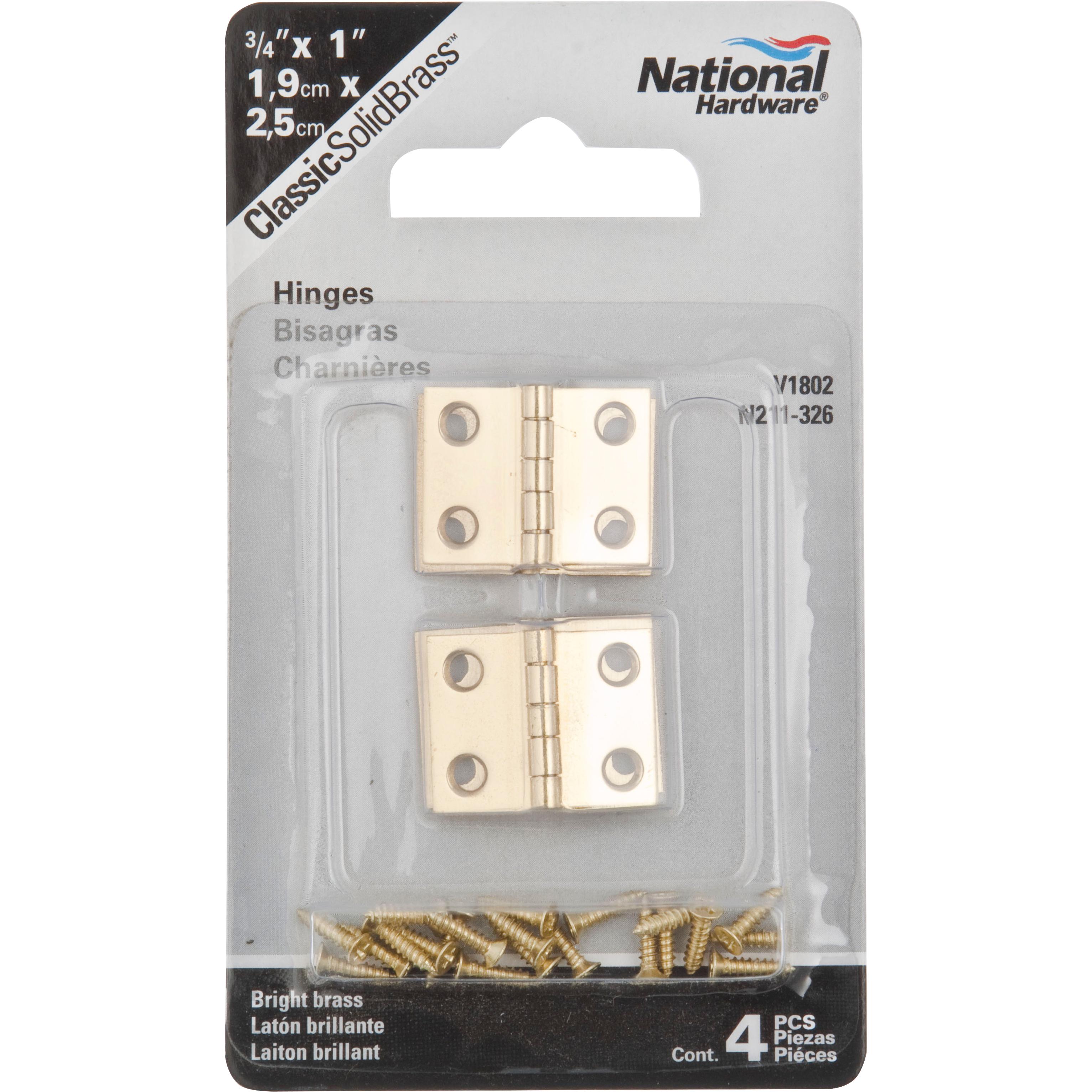 National Hardware - N211-326 V1802 3/4" x 1" Hinge - Polished Brass, 4 pack